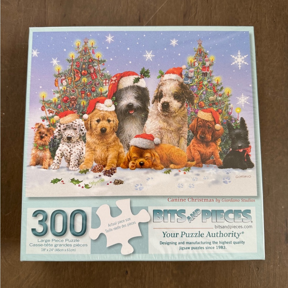 Bits and Pieces Canine Christmas 300 Piece Large Piece Cardboard Jigsaw Puzzle